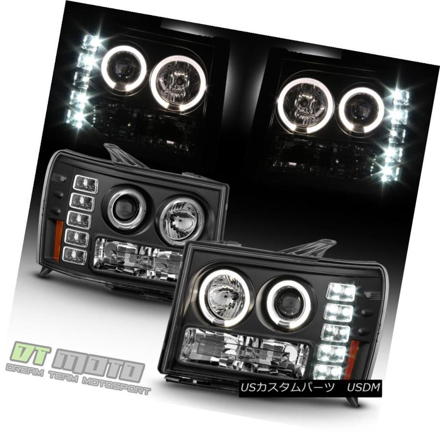 前照灯 2007-2013 GMC Sierra 1500 2500固定ディスク 3500固定ディスク LEDハロープロジェクターヘッドライト左+右 2007- その他ライト-自動車