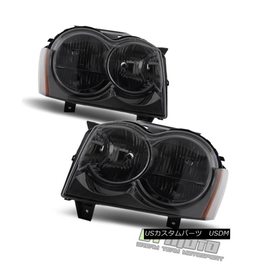 ヘッドライト Smoked 2005 2006 2007ジープグランドチェロキーヘッドライトヘッドランプ05-07 Left + Right Smok