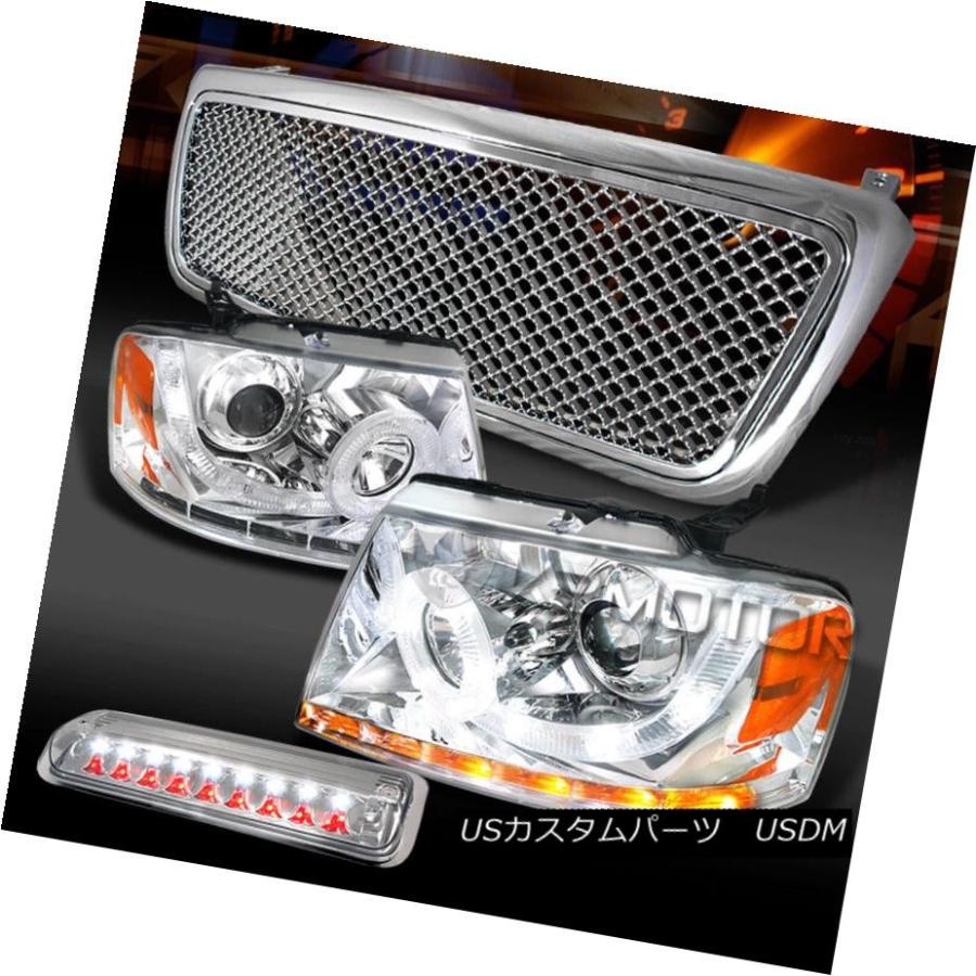 ヘッドライト 04-08 F150クロームSMD LEDプロジェクターヘッドライト+メス  hグリル+ LED第3ブレーキ 0