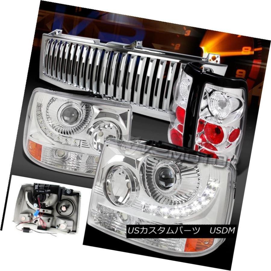 ヘッドライト 99-02 Silverado Chrome SMD LEDプロジェクターヘッドライト+タイ  lランプ+垂直グ