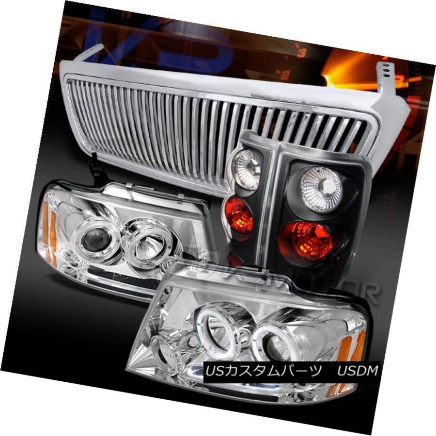 ヘッドライト 04-08 F150クロームLED DRLプロジェクターヘッドライト+ Ver  <tt> Grille + Blackテール