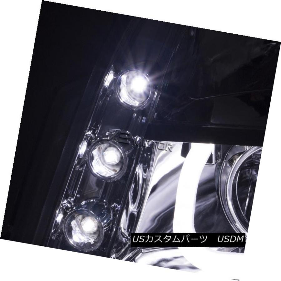 ヘッドライト GMC 07-14ユーコンデナリXLクロームハローLED DRLプロジェクターヘッドライト信号 GMC 07-14 Yukon Denaの画像