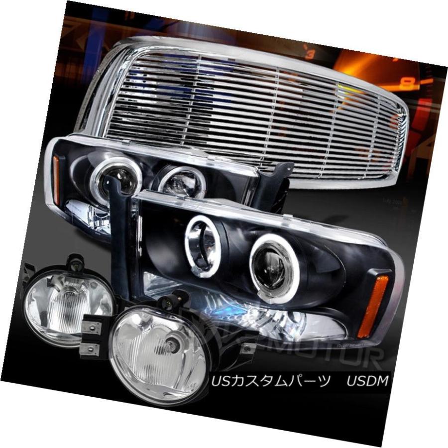 ヘッドライト 02-05 Dodge Ram Black Halo LEDプロジェクターヘッドライト+ Cle   arフォグ