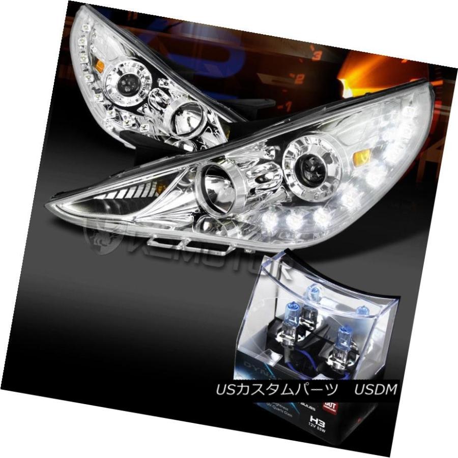 ヘッドライト 11-14ソナタクロムSMD LED DRLプロジェクターヘッドライト+ H3ハロゲン電球用 For 11-14 Sonata Chro