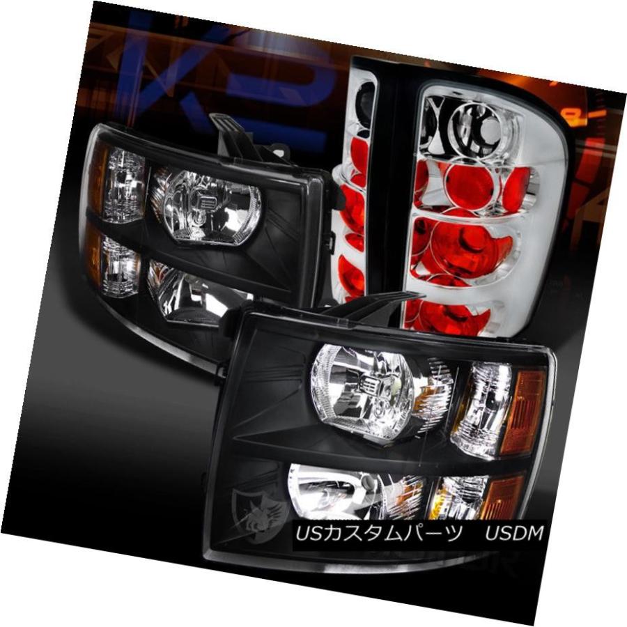 前照灯 07-14 Silverado 1500 2500固定ディスク 3500固定ディスク黒いこと前照灯+ Chr   omeテ その他ライト-車、バイク、自転車