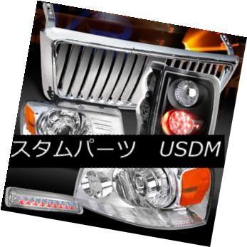 ヘッドライト 04-08 F150クロームプロジェクターヘッドライト+ Fron   tグリル+ 3ストップ+ブラックLEDテ