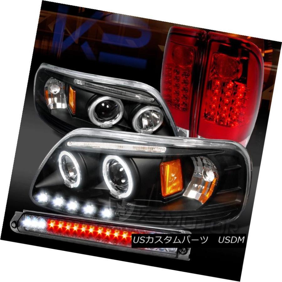 前照灯 97-03 F150ブラックハロープロジェクターヘッドライト+赤いことLED尾っぽ照明ランプ+雲煙LED第3打ちきり 97-03 F150 その他ライト-車、バイク、自転車
