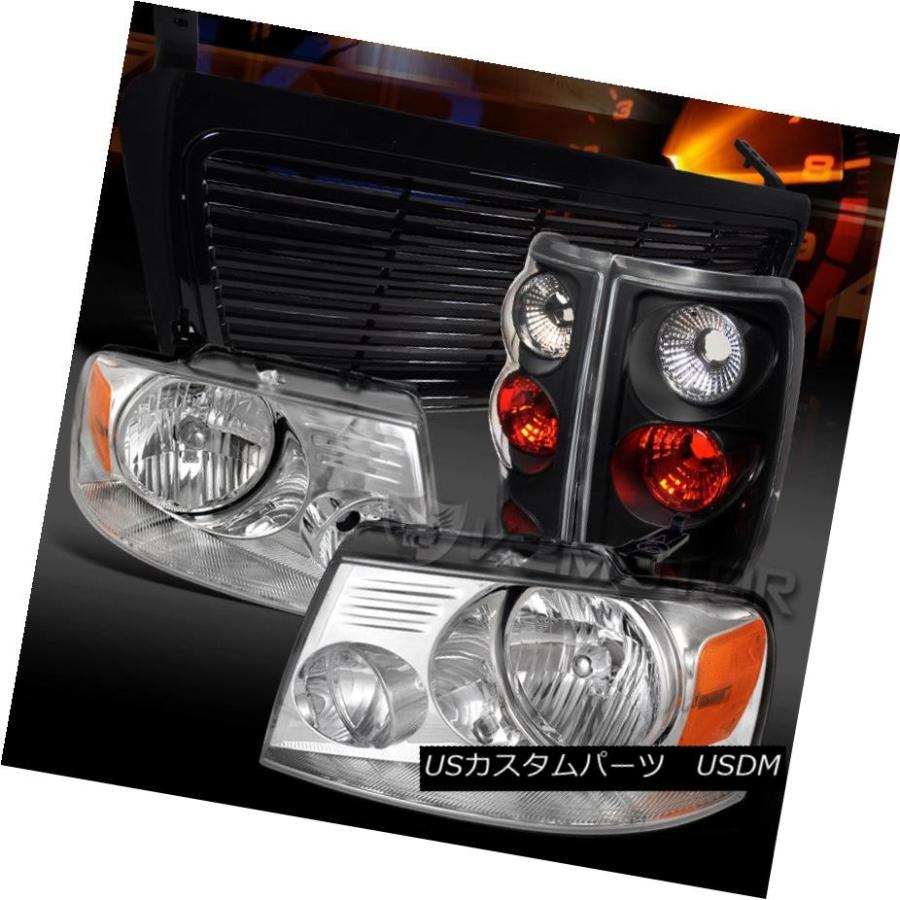 前照灯 04-08 Ford F150 Euroクローム前照灯+ Bla   ck尾っぽ照明ランプ+ Billet H その他ライト-自動車-車、バイク、自転車