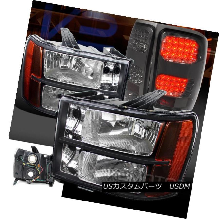 前照灯 07-13 GMC Sierra 1500/2500/3500  固定ディスクブラックアンバーヘッドライト+雲煙 \u003c ライト、レンズ-車、バイク、自転車
