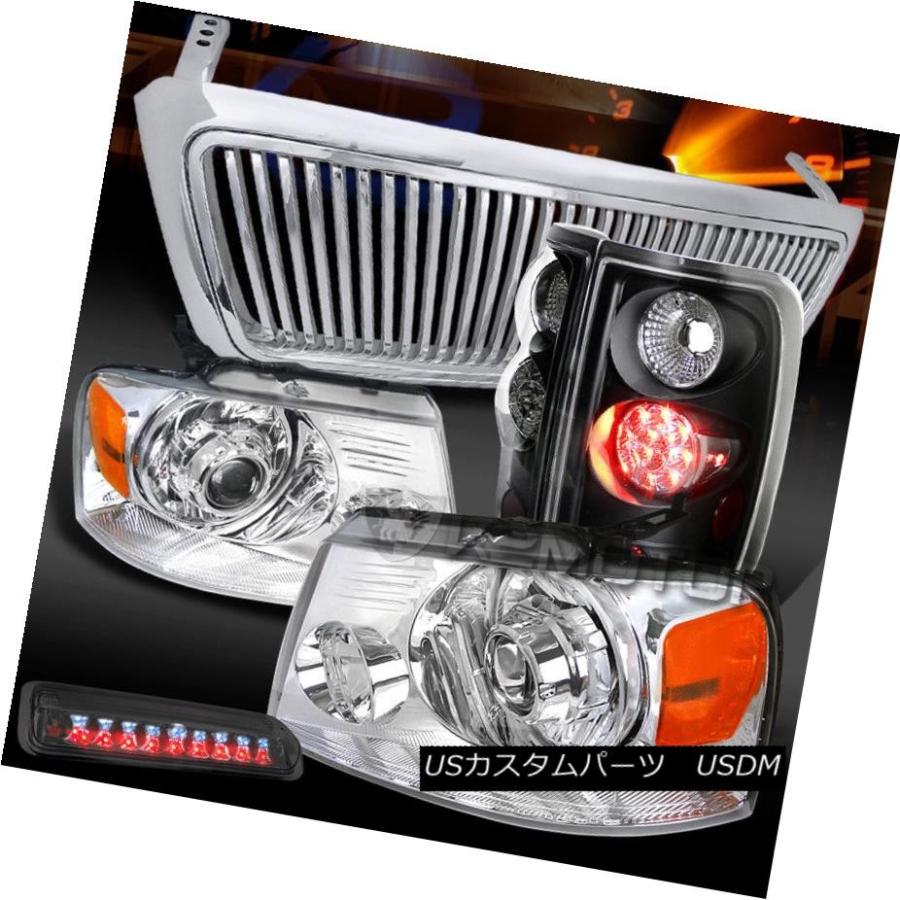 ヘッドライト 04-08 F150クロームLEDプロジェクターヘッドライト+ LEDテール+煙第3ブレーキライト+グリル 04-08 F150 Chr