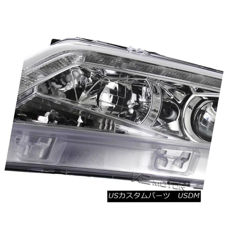 ヘッドライト 10-12フォードフュージョンクロームR8スタイルLED DRLプロジェクターヘッドライトクリアヘッドランプ 10-12 Ford Fuの画像