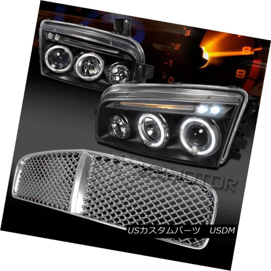 前照灯 2006-2010 Dodge Charger Halo LED映写機前照灯+ Chr   ome 自動車-車、バイク、自転車-ライト、レンズ