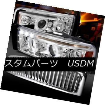 前照灯 94-01 Ram Chrome Halo LED映写機前照灯+ Chr   ome垂直方向フードグリ その他ライト-車、バイク、自転車-自動車