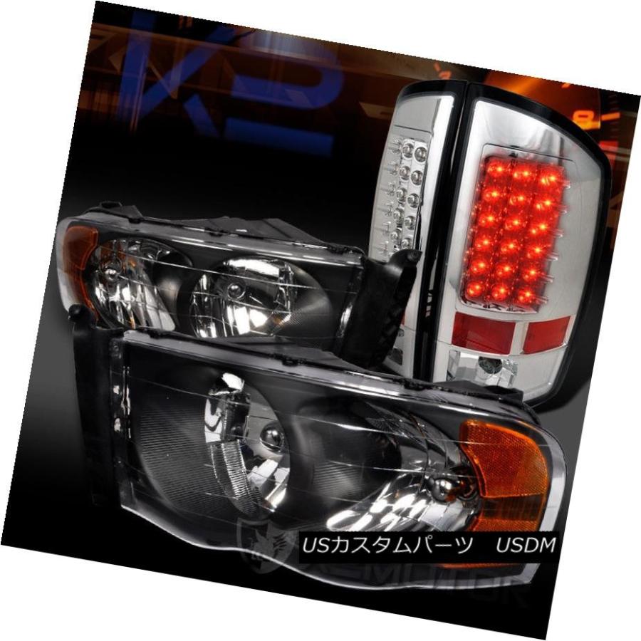 前照灯 02-05 Dodge Ram 1500クリスタルブラックヘッドライト+ Chr   ome LED尾っぽ照明ランプ 車、バイク、自転車-自動車