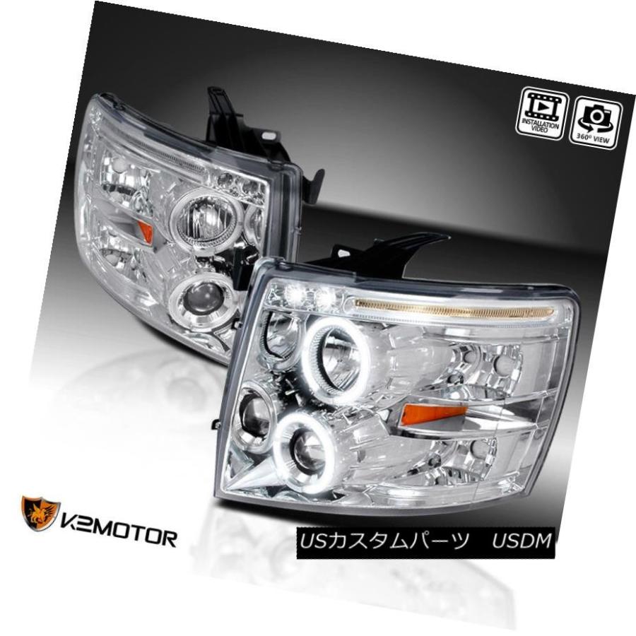 ヘッドライト 2007年?2014年Chevy Silverado 1500/2500/3500 LED + Haloプロジェクターヘッドライト左+右