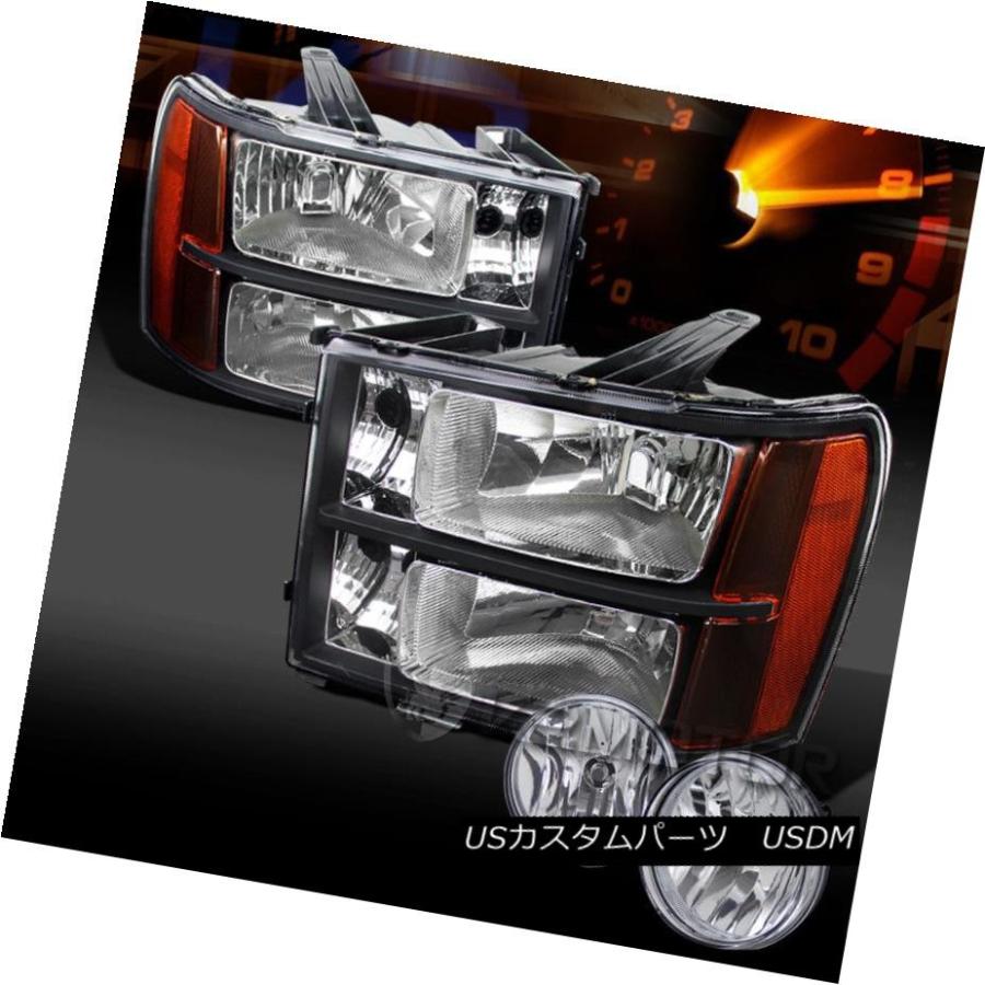 前照灯 07-13 GMC Sierra 1500ユーロブラックヘッドライト+ Cle   arフォグランプ+取り替えっこ