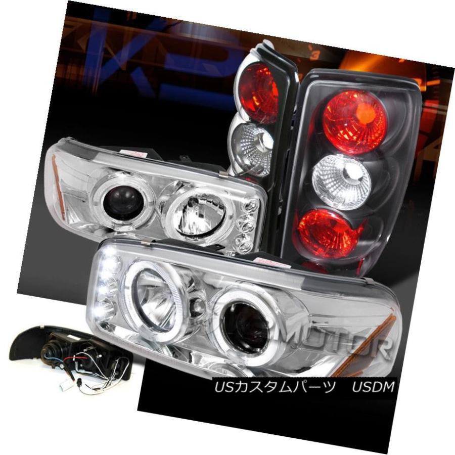 前照灯 00-06 GMC Yukon Denali Chrome Halo LED映写機前照灯+ Bla  \u003c/ wb