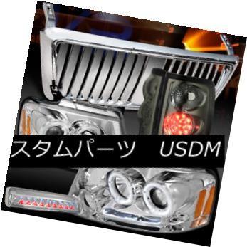 ヘッドライト 04-08 F150クロームハローDRLヘッドライト+   ntグリル+第3ブレーキ+ティントLEDテールランプ