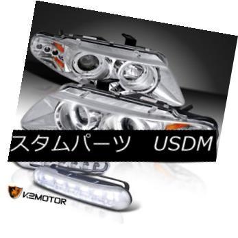 前照灯 ドッジ97-00アベンジャーハロープロジェクターヘッドライトクローム+ LED DRLフォグランプ Dodge 97-00 Avenge 自動車-ライト、レンズ