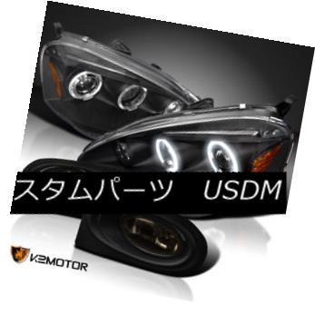 ヘッドライト 02-04アキュラRSXハロープロジェクターヘッドライトブラック/スモークバンパーフォグランプ 02-04 Acura RSX Halo