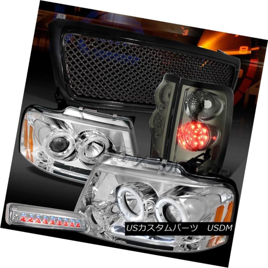 ヘッドライト 04-08 F150クリアハローヘッドライト+ 3ストップ+スモークLEDテールランプ+ブラックメッシュグリル 04-08 F150 C