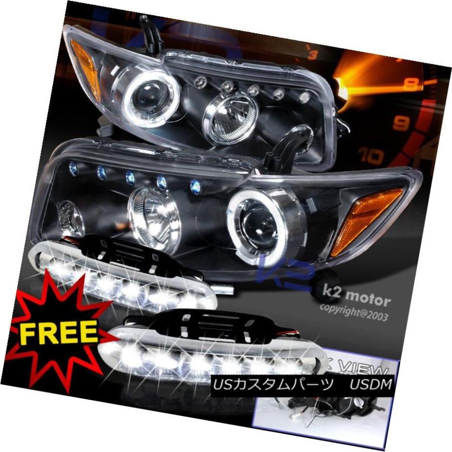 ヘッドライト 08-10サイオンxBハロープロジェクターブラックヘッドライト+ LED DRLドライビングフォグランプ 08-10 Scion xB
