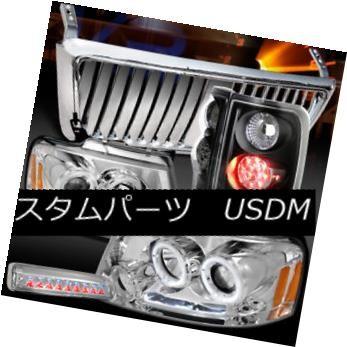 ヘッドライト 04-08 F150クロームハローヘッドライト+   ntグリル+第3ブレーキ+ブラックLEDテールランプ用 0