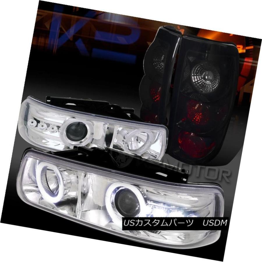 ヘッドライト 99-02 Silverado Chrome Halo LEDプロジェクターヘッドライト+グロー  ssyブラッ