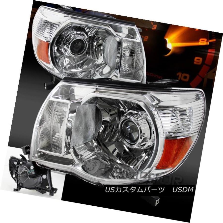 前照灯 2005?2011年トヨタタコマJDMクリスタルクロムアンバープロジェクターヘッドライトペア For 2005-2011 Toyota 車、バイク、自転車-ライト、レンズ-その他ライト