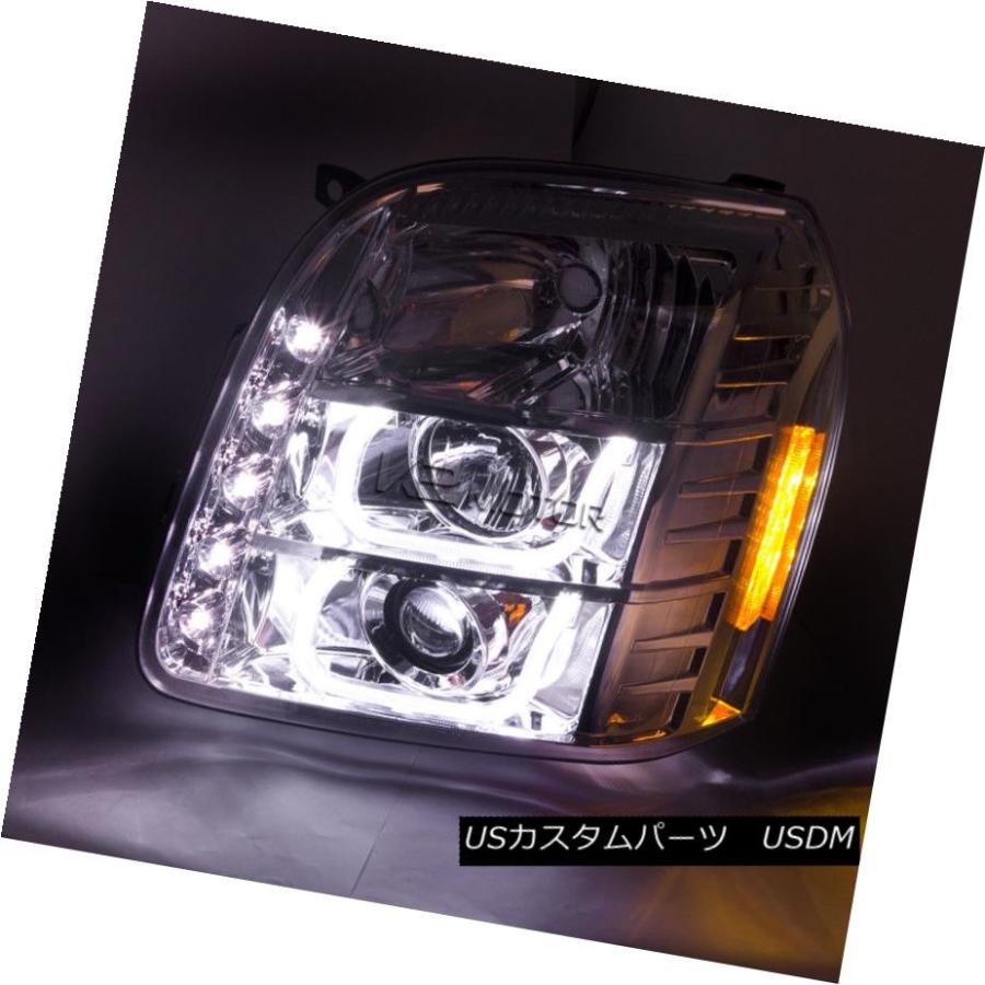 ヘッドライト 07-14 GMC Yukon XLクロームハロープロジェクターヘッドライト+ Cle   ar LEDテールラの画像