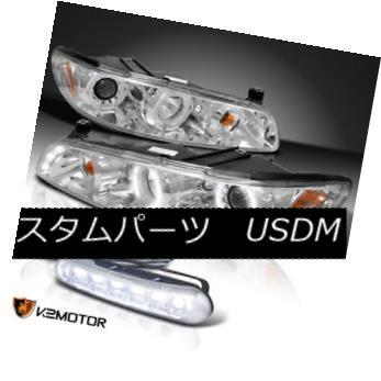 ヘッドライト 97-03ポンティアックグランプリクロームハロープロジェクターヘッドライトLED DRLフォグランプ 97-03 Pontiac Gra