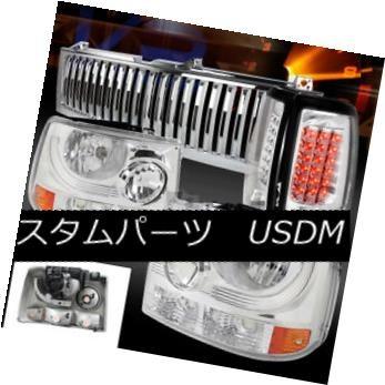ヘッドライト Chevy 99-02 Silveradoクロームダイヤモンドヘッドライト+ Ver  tical Grille + LEDテ