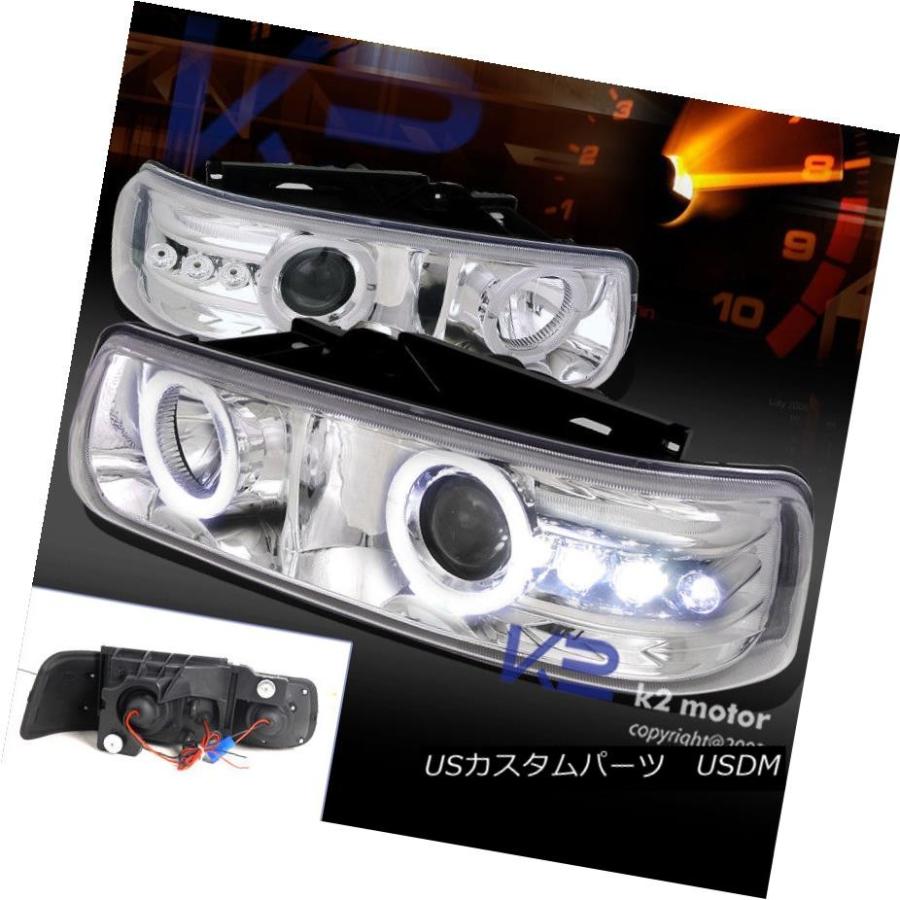 ヘッドライト クリア99-02シボレーシルバラードLEDデュアルハロープロジェクターヘッドライトヘッドランプ Clear 99-02 Chevy Si