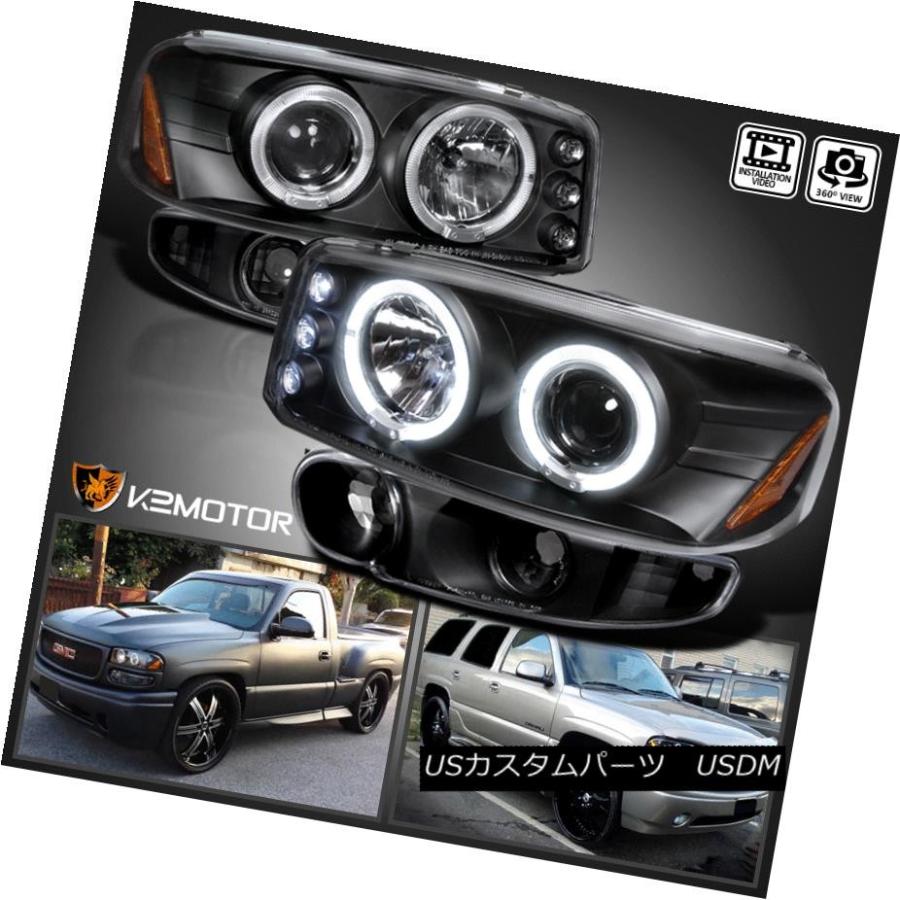 ヘッドライト 1999-2006 GMC Sierra Denali Haloプロジェクターヘッドライト+ Bum  駐車ラン
