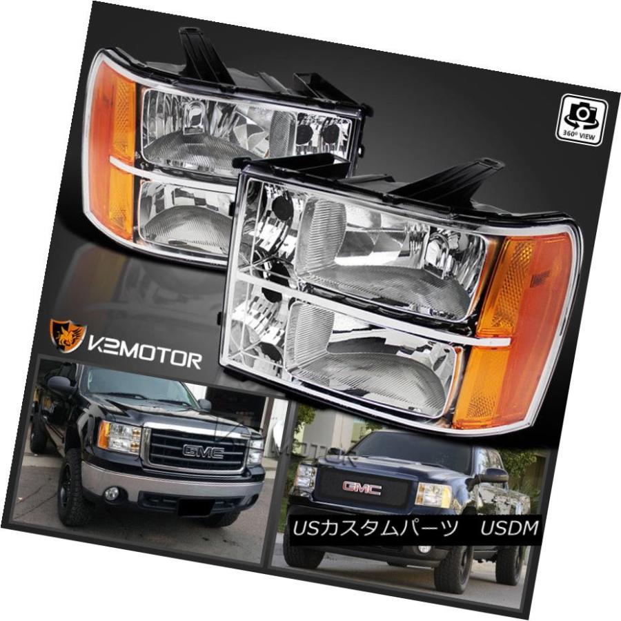 前照灯 2007-2013 GMC Sierra 1500 2500固定ディスク 3500固定ディスク水晶読みやすいな取り替えっこ用前照灯 2007-2013 自動車-ライト、レンズ
