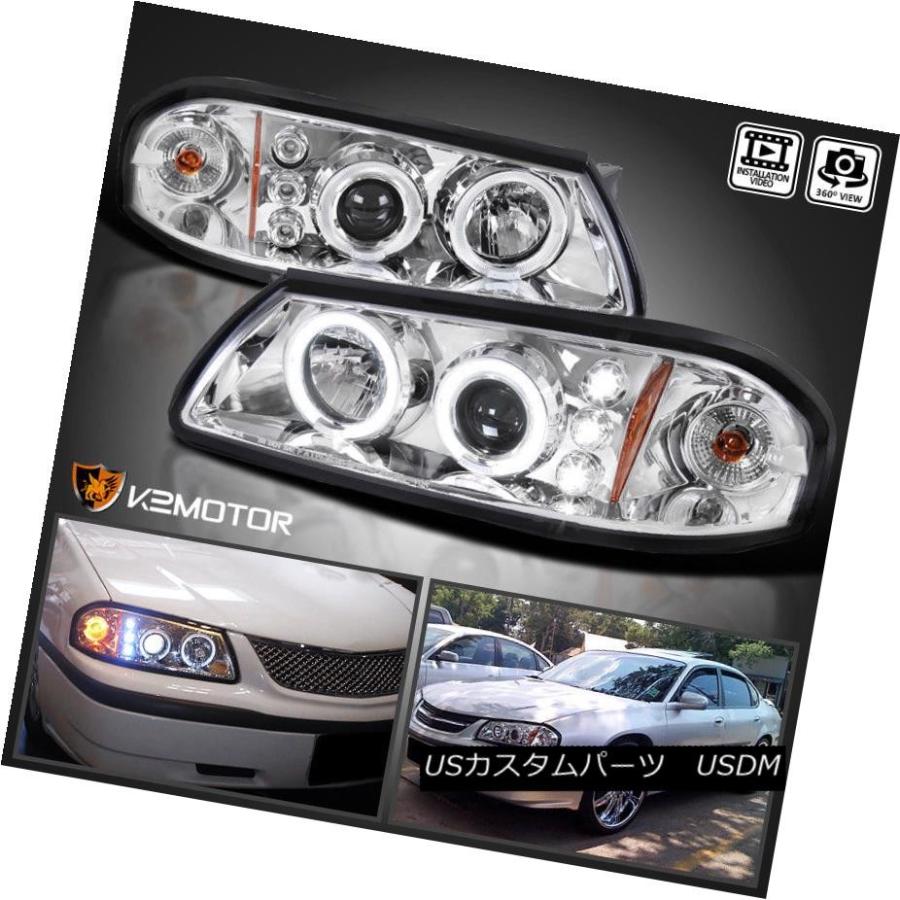 ヘッドライト 2000-2005シボレーインパラLEDハロープロジェクターヘッドライトランプクローム 2000-2005 Chevy Impala L