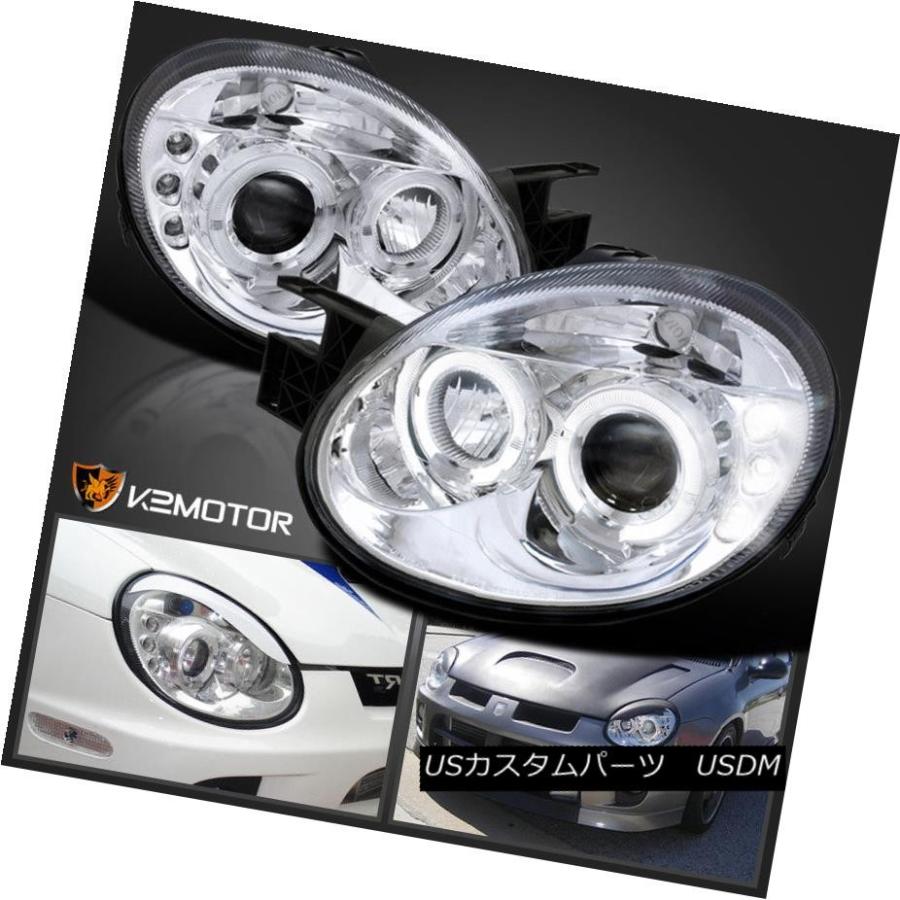 ヘッドライト 2003  -  2005年ダッジネオンクロームLEDハロープロジェクターヘッドライトペア 2003-2005 Dodge Neon C