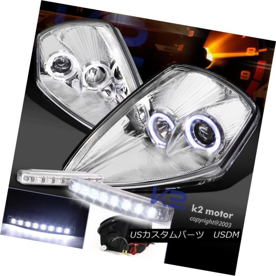 ヘッドライト 00-05 EclipseデュアルヘイロープロジェクターヘッドライトChrome + 8-LED DRLバンパーフォグランプ 00-05