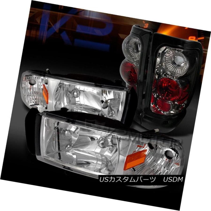 ヘッドライト 94-01 Ram 1500/2500/3500 1PCクロームヘッドライト+スモーキー  keテールランプ 9