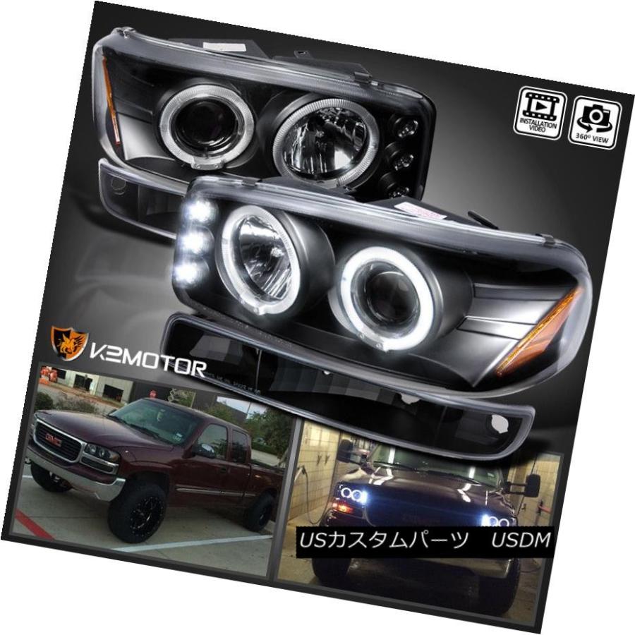 ヘッドライト 2000-2006 GMC Yukon XL Halo LEDプロジェクターヘッドライト+ブラム  2000-2
