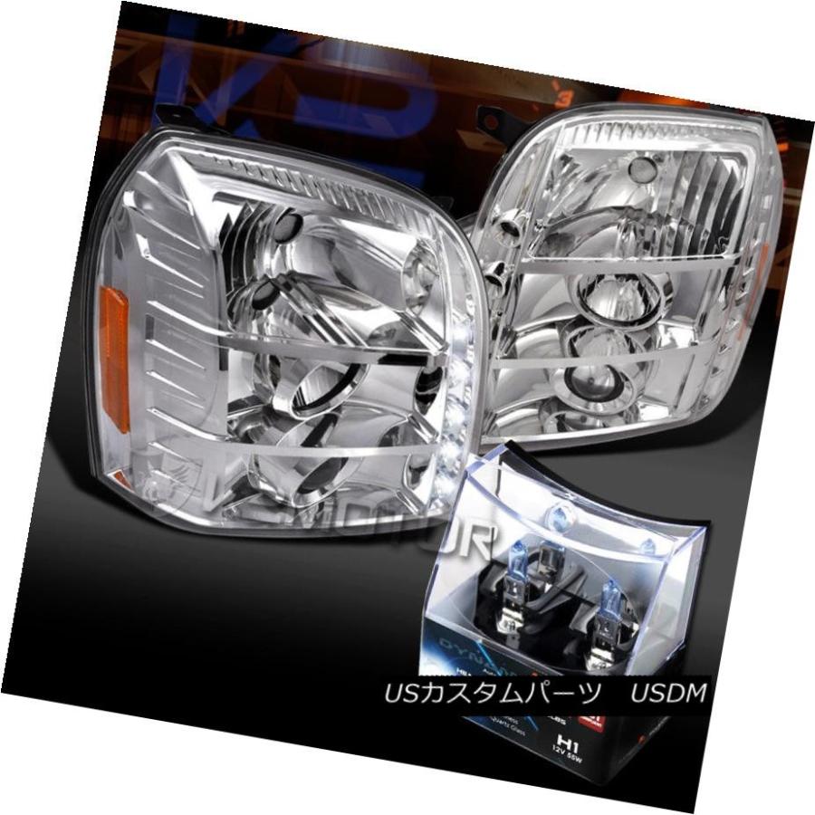 前照灯 07-12 GMCユーコンデナリクロームLED映写機前照灯+ H1ハロゲン白熱電球 07-12 GMC Yukon Denal ライト、レンズ-自動車