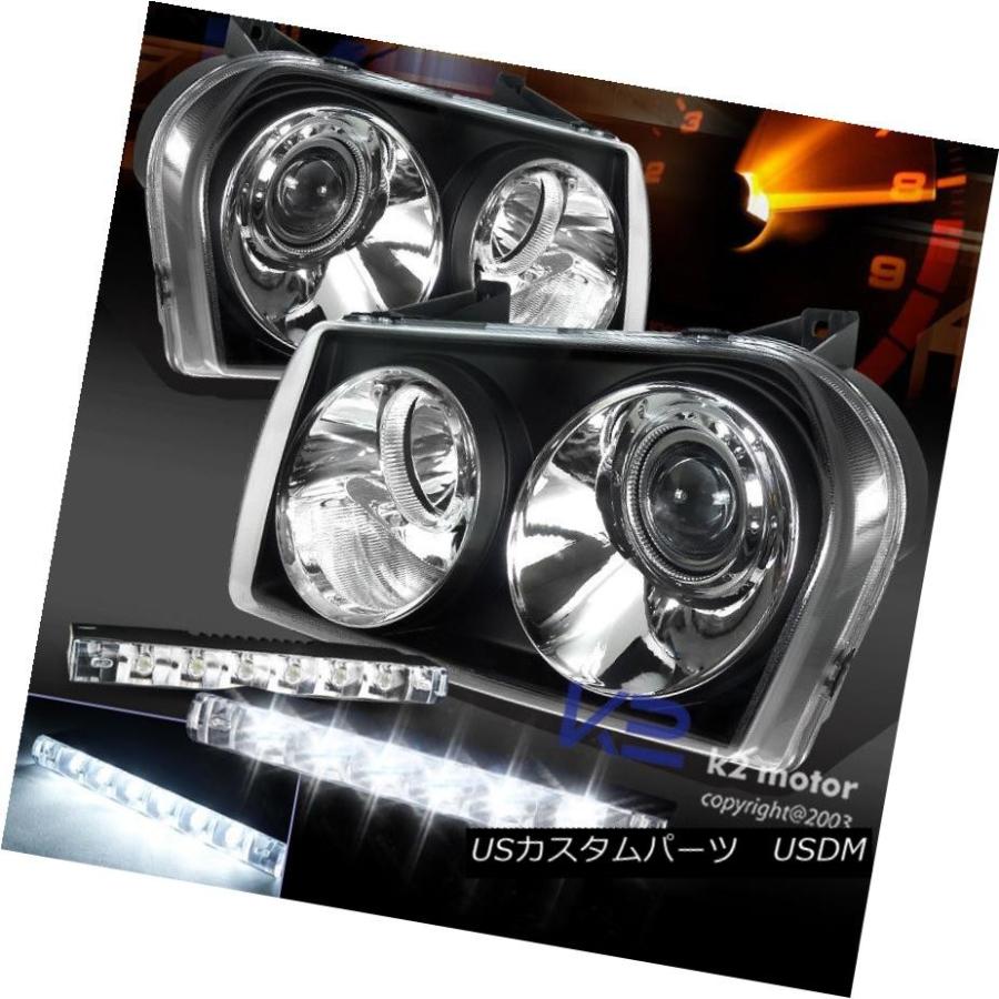 ヘッドライト 05-10クライスラー300ユーロブラックプロジェクターヘッドライト+ LEDバンパーDRLフォグライト 05-10 Chrysler