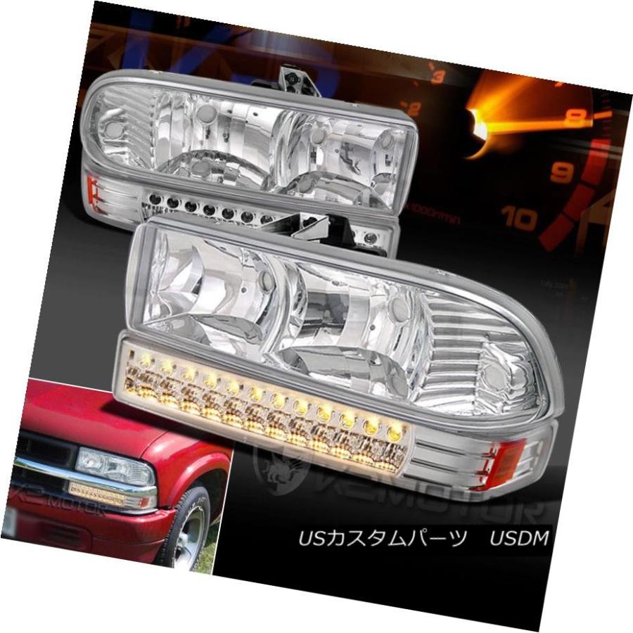 ヘッドライト 1998-2004 Chevy S10 Blazerクリスタルヘッドライト+ LEDバンパーシグナルライトランプペア 1998-2004
