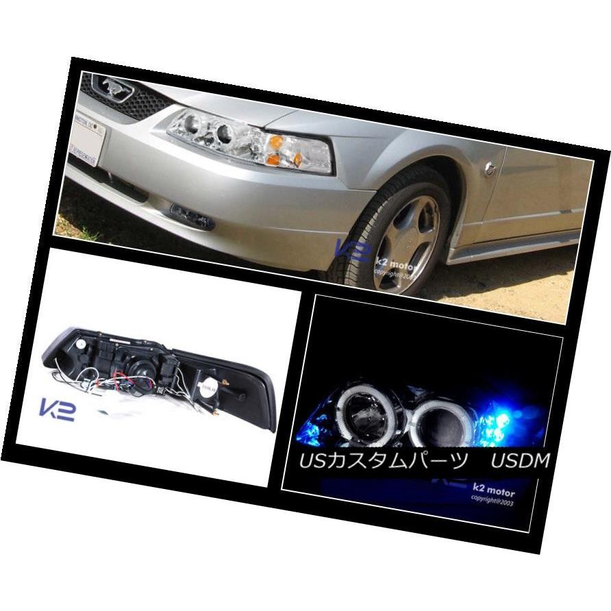 ヘッドライト 99-04 Mustang LED Chrome Haloプロジェクターヘッドライト+ Smo   keバンパーの画像