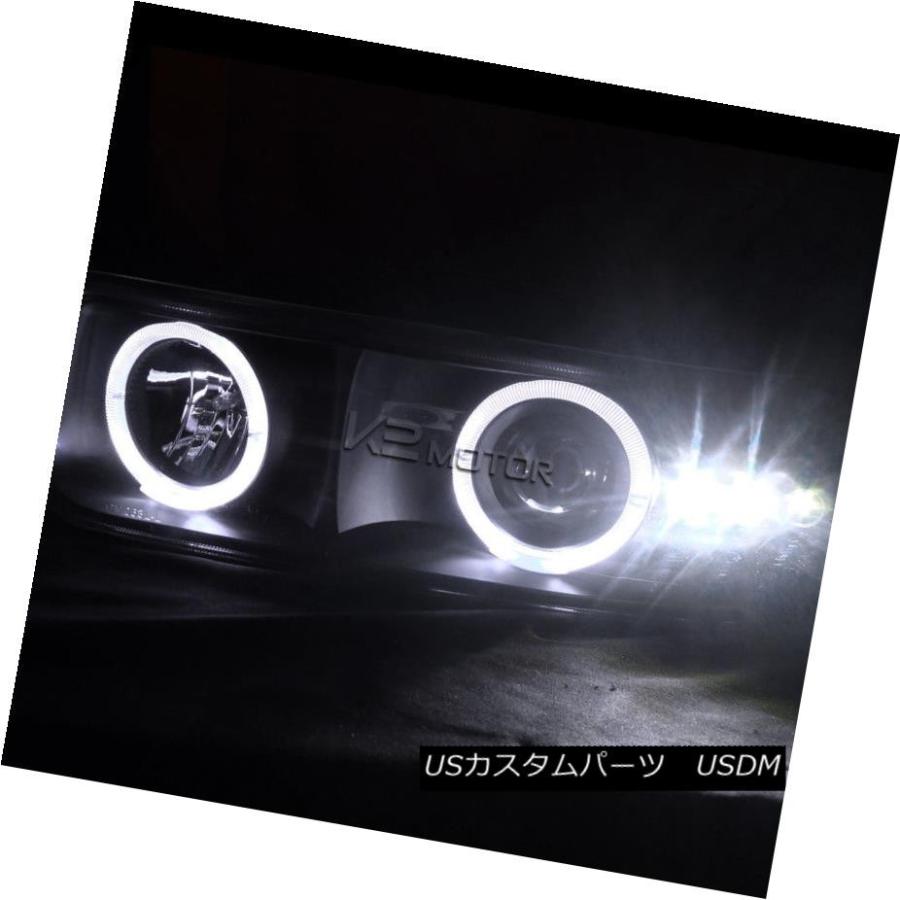 ヘッドライト 99-02 Silverado BlackデュアルHalo LEDプロジェクターヘッドライト+スモーキー  keの画像