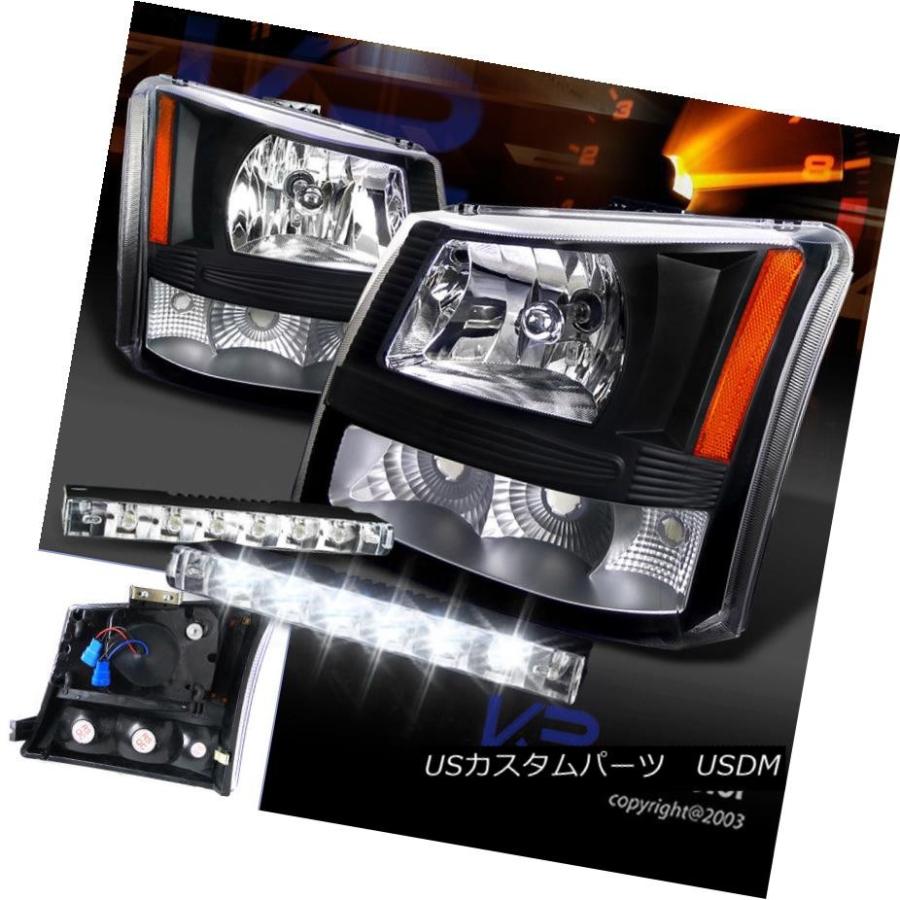 ヘッドライト 03-07 Chevy Silverado Blackクリスタルヘッドライト+ Bum  ランプ+ 6-SMD