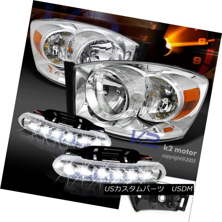ヘッドライト 06-08 Dodge Ramクロームクリスタルヘッドライト（オレンジバー+ LED DRLフォグランプ付き） 06-08 Dodge