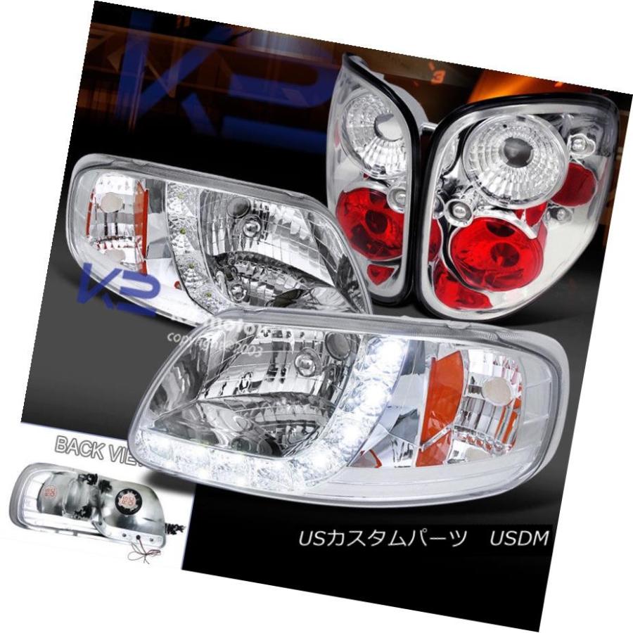 ヘッドライト 97-00 F150ピックアップフラレイドクロームクリアSMD LEDヘッドライト+リアテールランプ 97-00 F150 Pick U