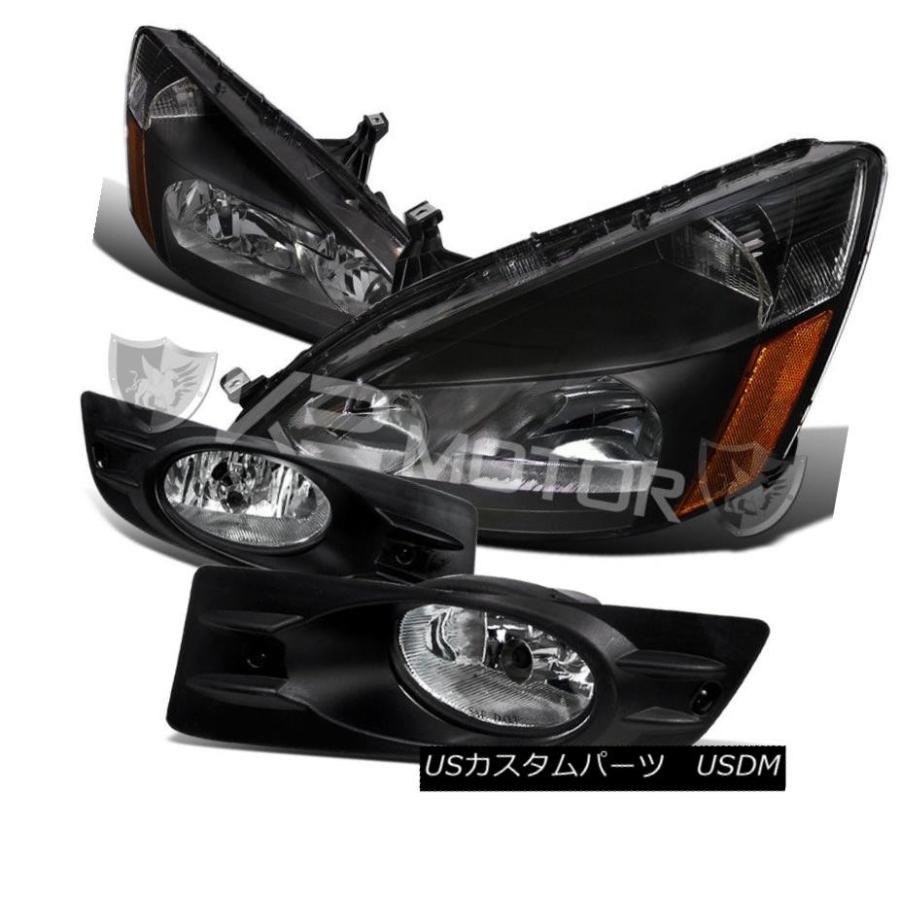 ヘッドライト 06-07ホンダアコード2Drクリスタルヘッドライトブラック+クリアフォグバンパーランプ For 06-07 Honda Accord
