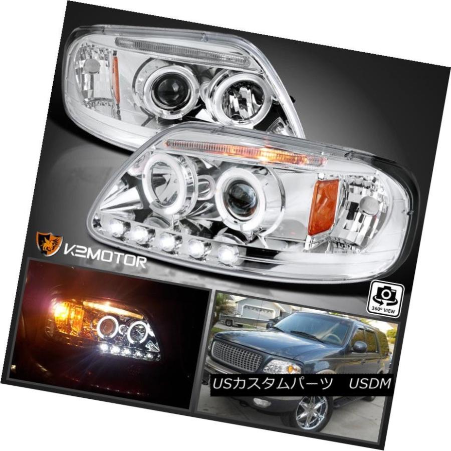 ヘッドライト 1997-2003 Ford F150遠征Halo LEDプロジェクターヘッドライト左+右 1997-2003 Ford F150 Ex